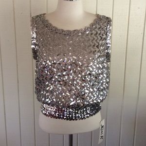 Original Miss H with tag Silver Sequined top.