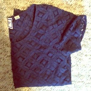 Navy Anthropologie Lace top