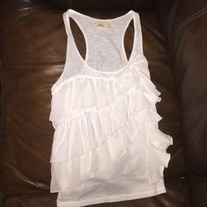 White ruffled Hollister tank top