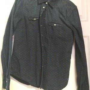 Printed navy button up