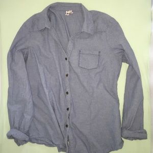 Casual blouse in faux-denim fabric