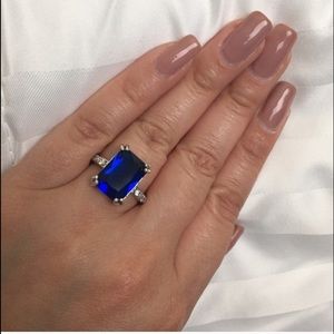 Royal blue AAA CZ on plated silver