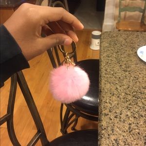 Fluffy pink keychain