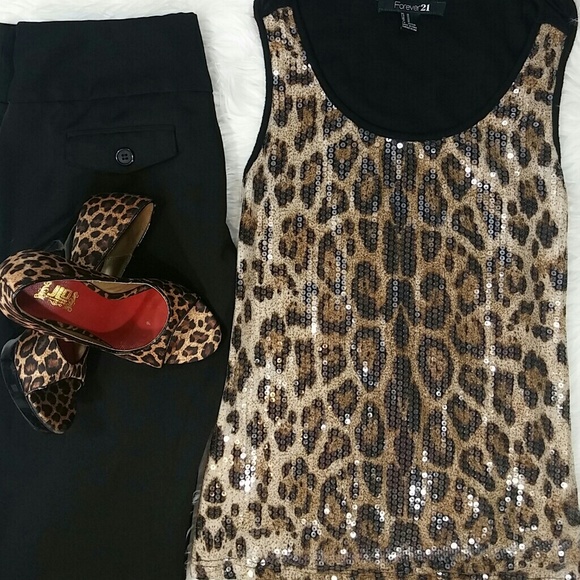 Animal print sequin top