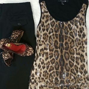 Animal print sequin top