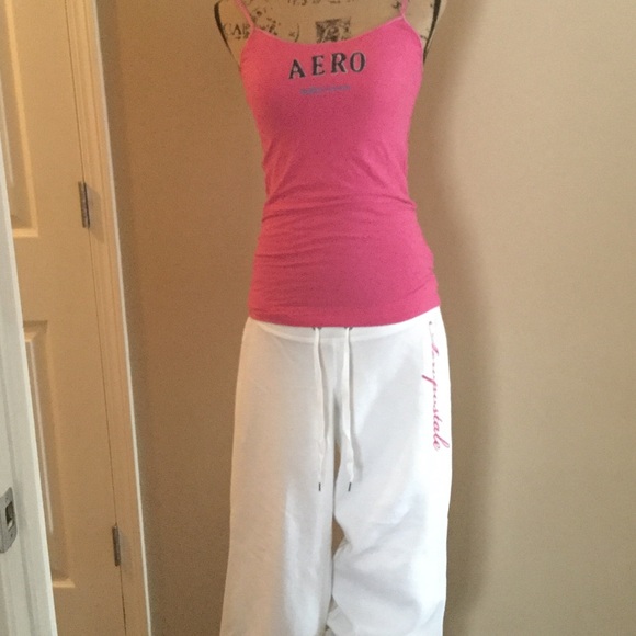 Pink tank with white sweatpants