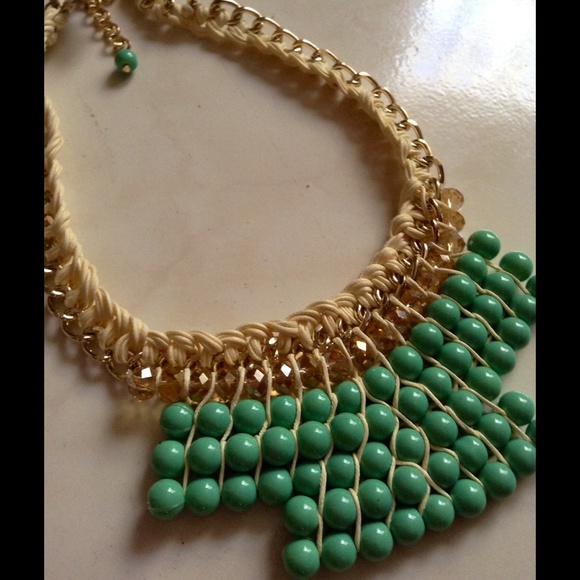 Mint Beaded Statement Necklace NEW - Picture 2 of 2