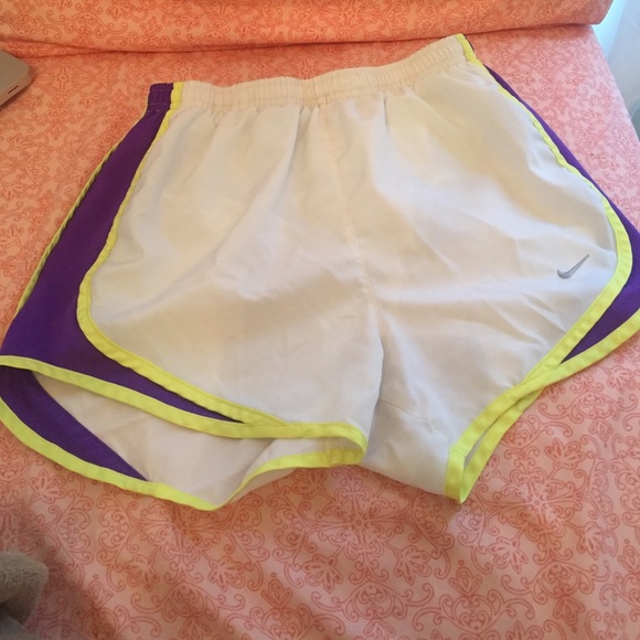 Purple and Neon Yellow Nike Athletic Shorts