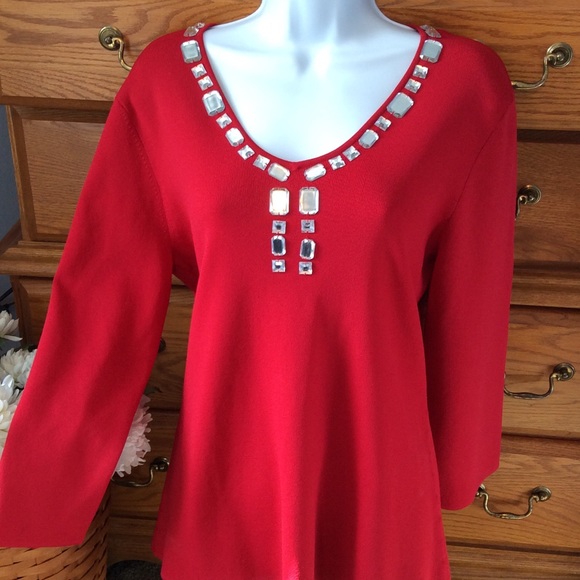 Cable & Gauge Sweaters - Cable & Gauge Red Bling Sweater