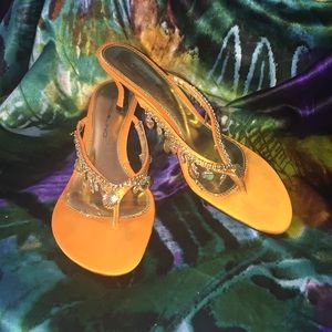 Orange chained thong sandal
