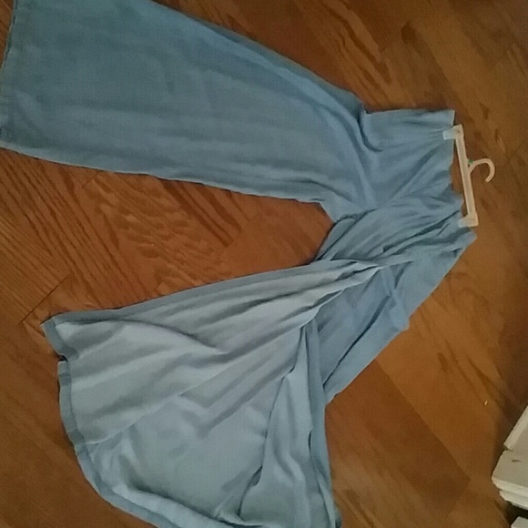 Silky blue jean look palazzo