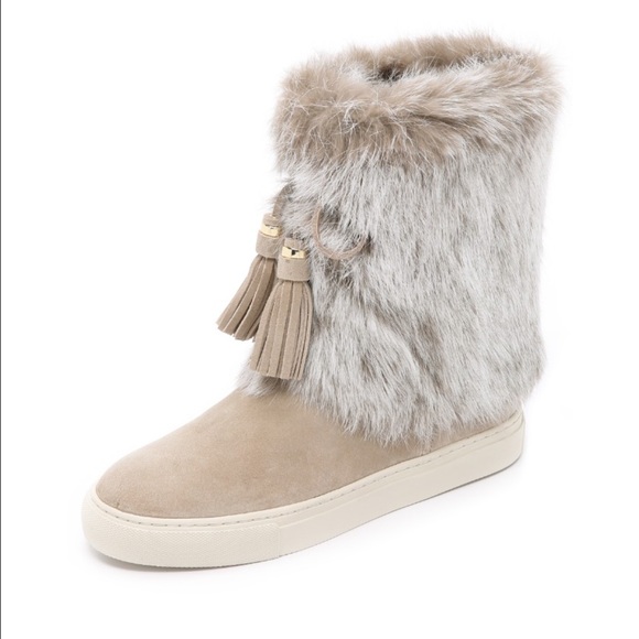Tory Burch Real rabbit fur boots .