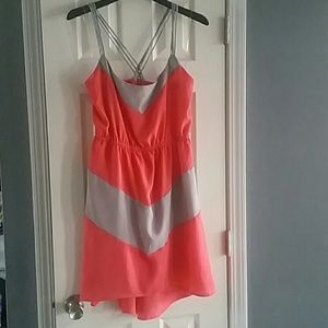 Coral and grey dress