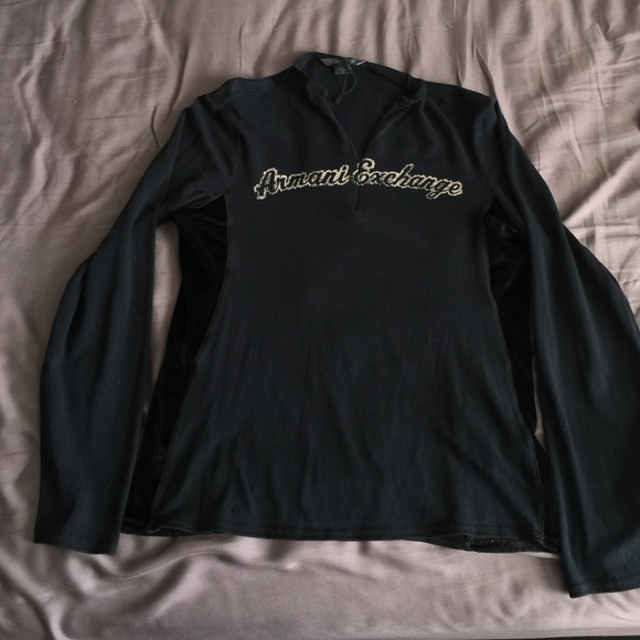 Armani exchange long sleeve zip up collar shirt.