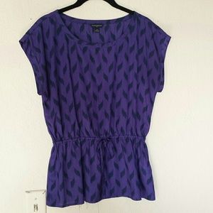 Banana Republic Purple Silky Short Sleeve Blouse