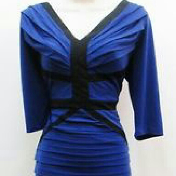Blue and black dress.