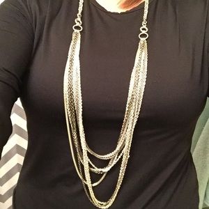 Silver black chain necklace