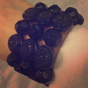 Jet Bead 3 row bracelet