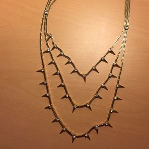 Edgy diamond and spike gold necklace