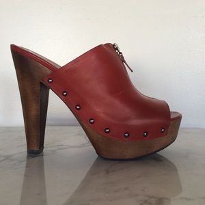 Via Spiga Red Leather Platform Heels