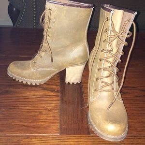 brown leather combat boots