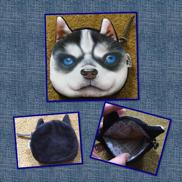 3D cute cartoon dog face zipper coins purse - Picture 2 of 2