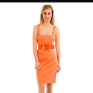 Peach Alice & Olivia Dress w/ patent leather belt.