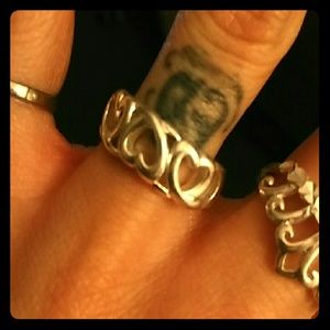 Sterling Silver Heart Pattern Ring