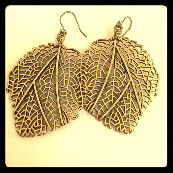 Rustic Gold Leaf Earrings