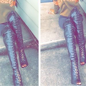 Black Long Knee Thigh Boots