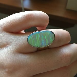 Mother of Pearl Iridescent Silver Ring
