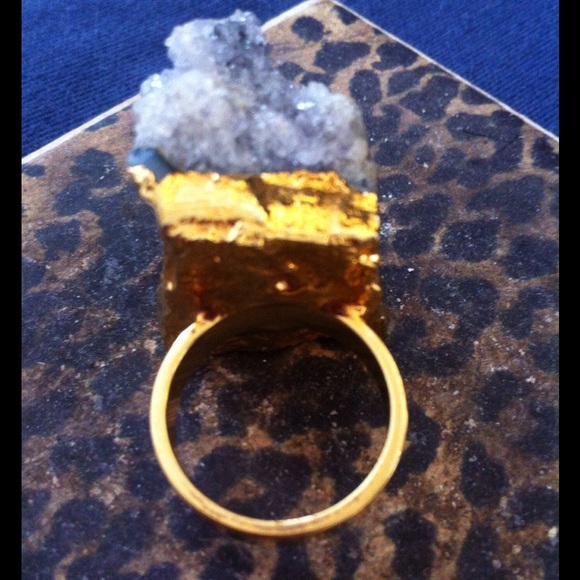 Brazilian Natural Raw Quartz Crystal Druzy Ring - Picture 4 of 4