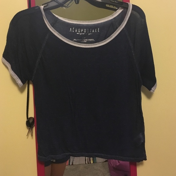 Navy blue baseball tee crop top!