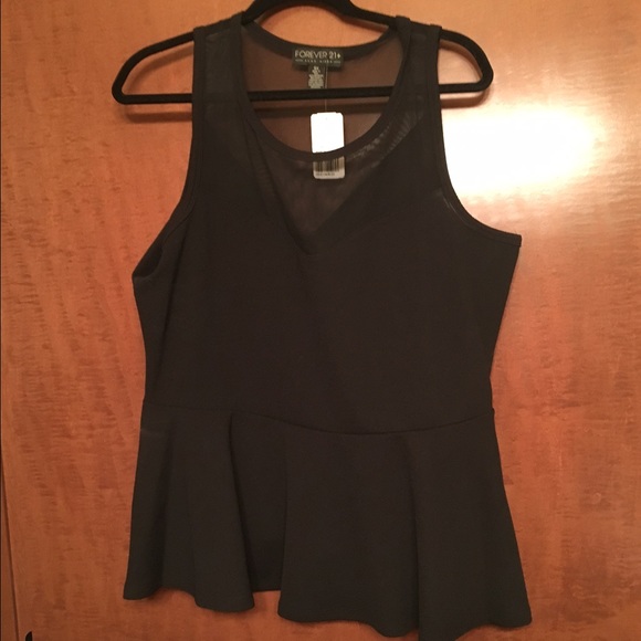 Black peplum top with mesh
