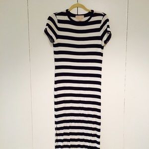 Michael Kors Black-White Striped Maxi Dress in XS