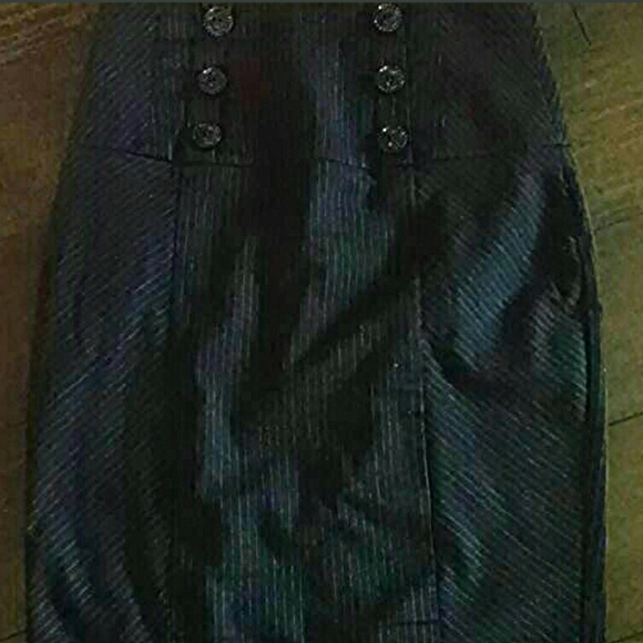 Black with white stripes pencil skirt