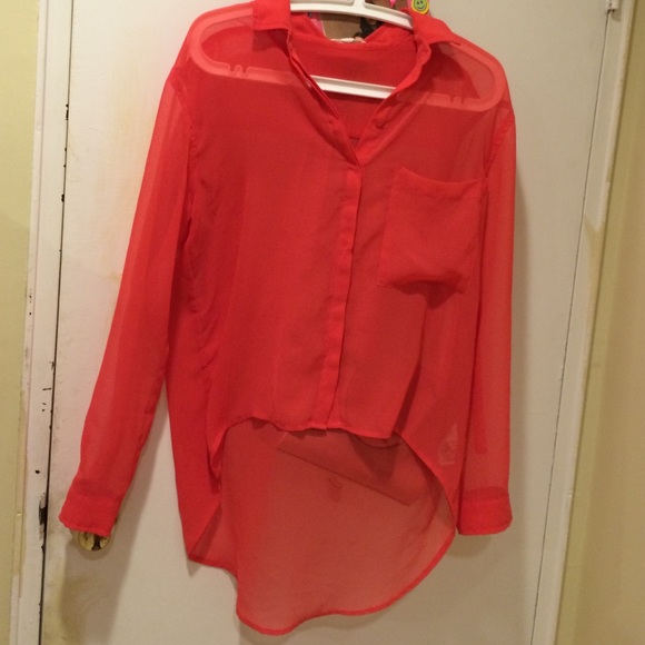 Cute see through coral orange top - Picture 2 of 4