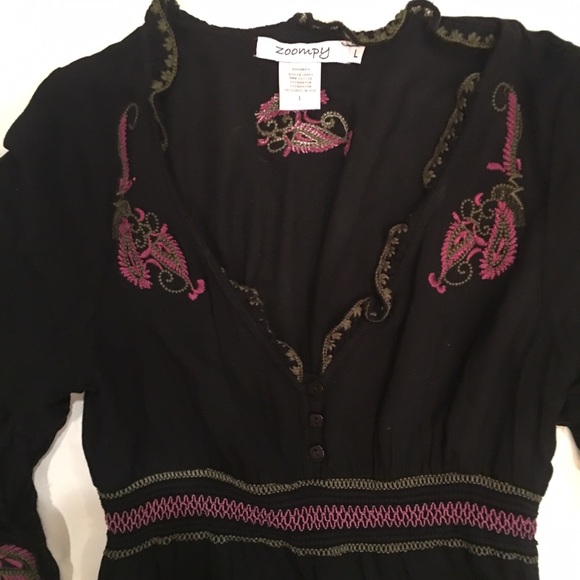 Black embroidered baby doll style dress - Picture 2 of 4