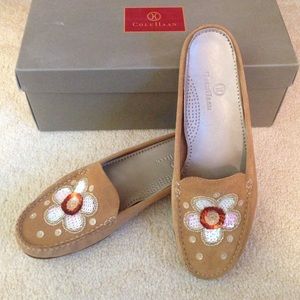 Cole Hann Suede Slide Loafers with Sequin Detail