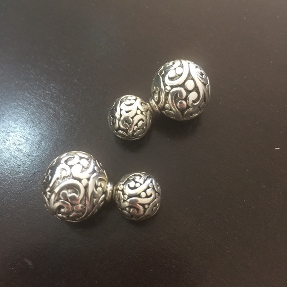 925 Sterling silver double ball earrings