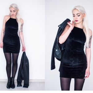 Black snakeskin pattern mini dress