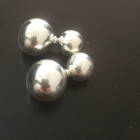 925 Sterling silver double ball earrings