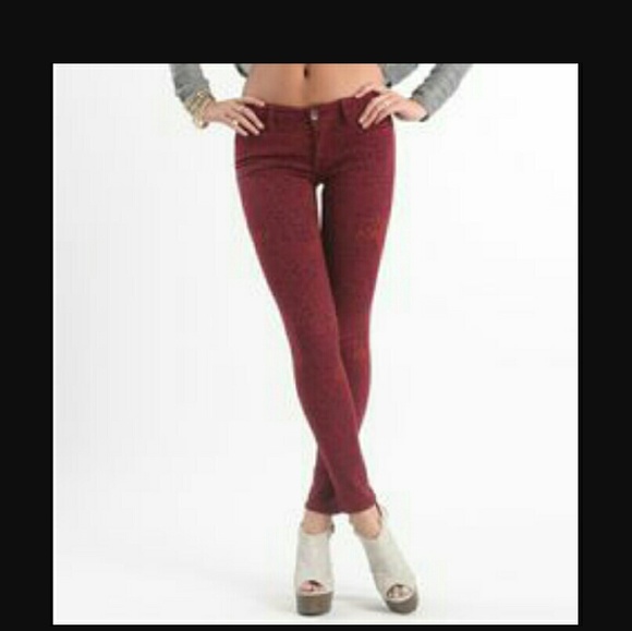 Maroon straight leg jeans