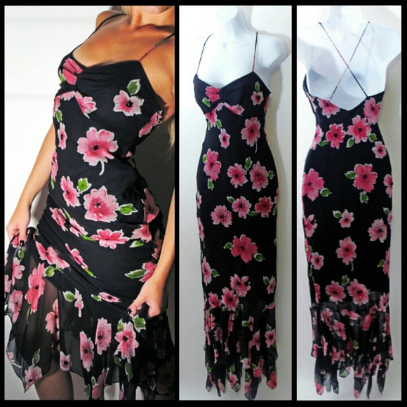 Cache beaded silk sun dress / gown sz 2