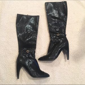 Sam Edelman Snake-like Black Heeled Boots