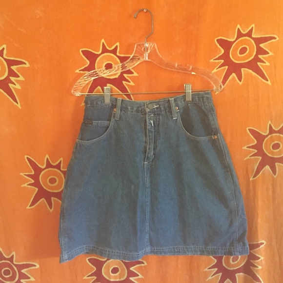 High-waisted denim skirt