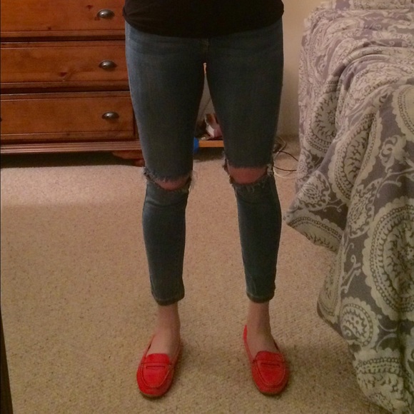 CARMAR high waisted, ripped jeans.