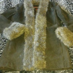 Leather jacket with fur