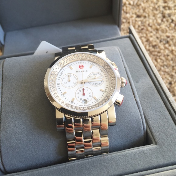 NWT MICHELE  DIAMONDS SPORT SAIL LADIES WATCH