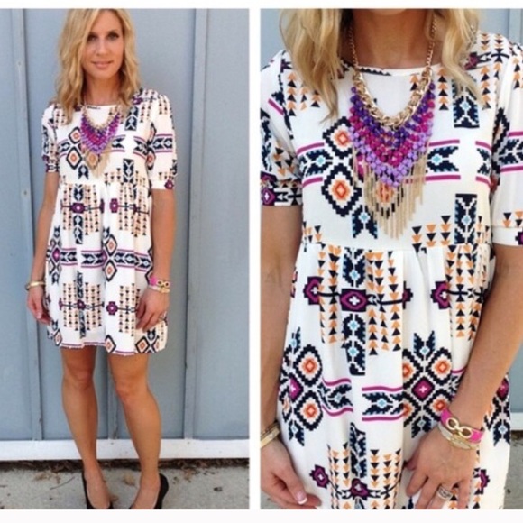 Bright multicolored Aztec dress